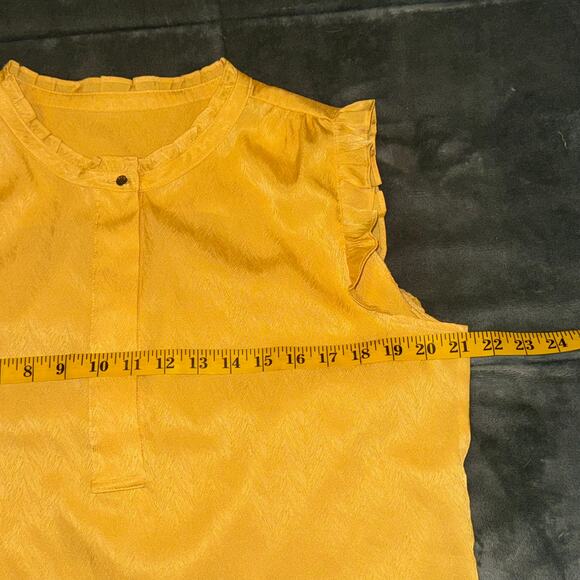 DKNY Sleeveless Ruffle Blouse Women's Medium Yellow No Size Tag - Picture 5 of 6